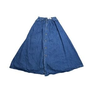 Weathered Blues Denim Skirt Womens 6 24x32 Blue Button Front Midi Cotton USA